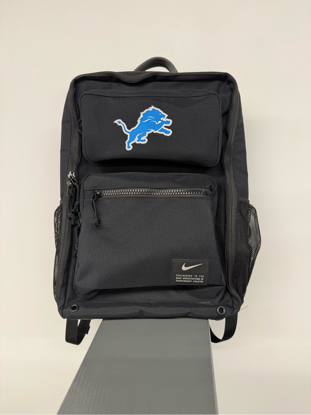 Nike Black Backpack with Blue Detroit Lions Logo - Unisex